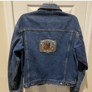 Vintage Old Navy Jacket Mens Large Denim Trucker North American Hunting Club 90s